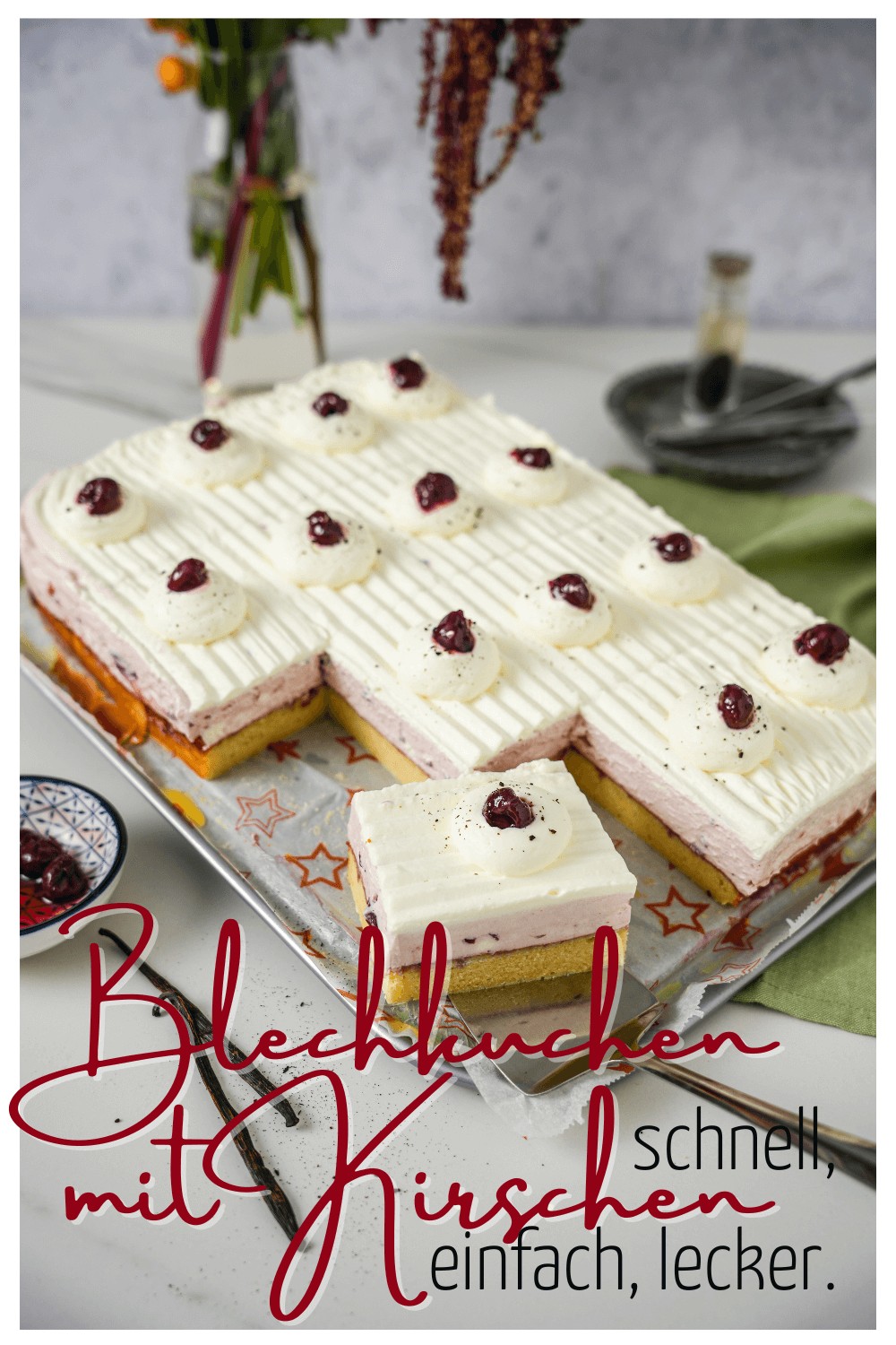 Vanille Kirsch Blechkuchen – Kuchenfee Lisa